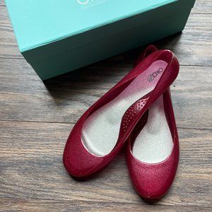 Oka B Womens Dorothy Ballet Flats Sparkle Ruby Red Size 8